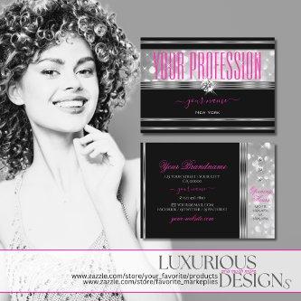 Black and Silver Glitter Stars Diamonds Pink Font