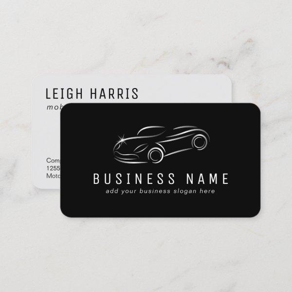 Black and Silver Metallic Sports Car Outline Auto