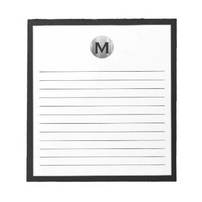 Black and Silver Modern Monogram Notepad