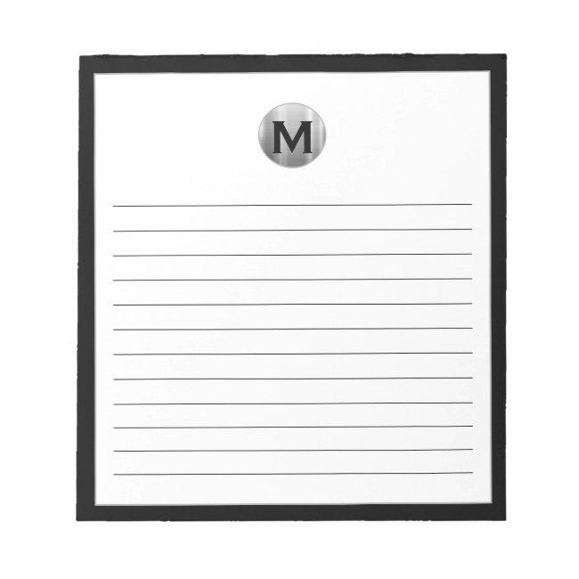 Black and Silver Modern Monogram Notepad