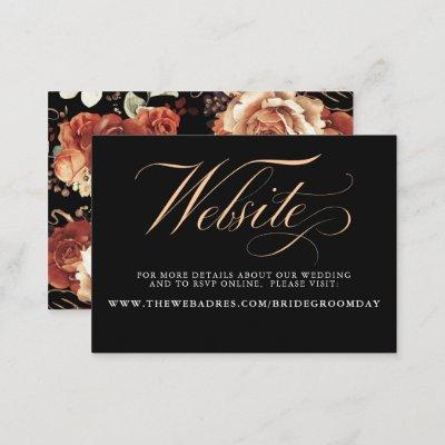 Black and Terracotta Floral Wedding Website