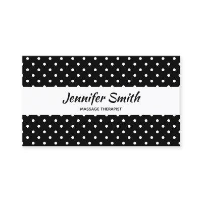 Black and Tiny White Polka Dot Massage Therapist