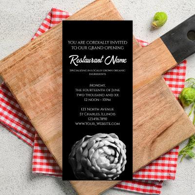 Black and White Artichoke Restaurant Grand Opening Invitation