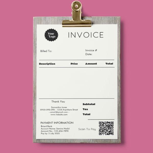 Black And White Business Invoice Sales Receipt