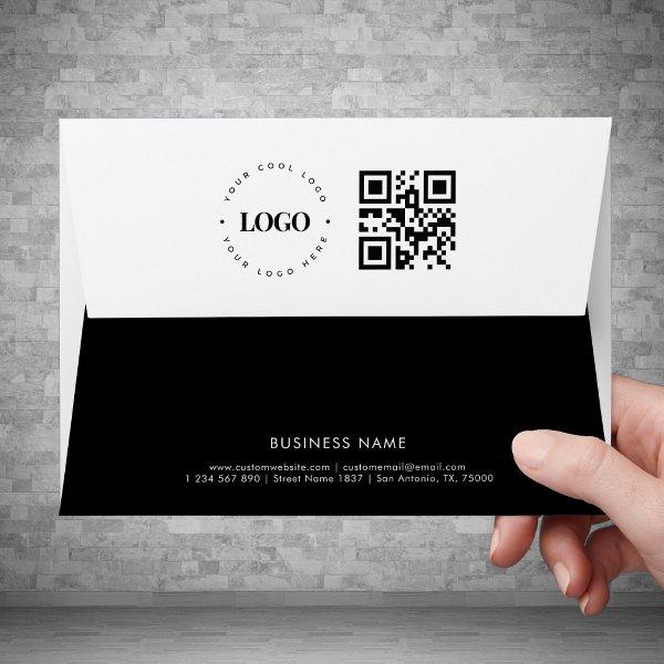 Black and White Business Logo Qr Code Address Envelope