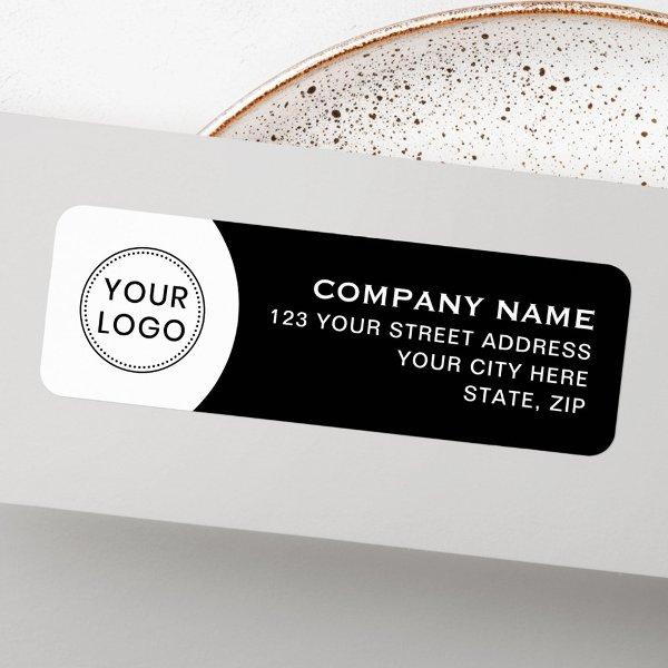 Black and white business logo return address label