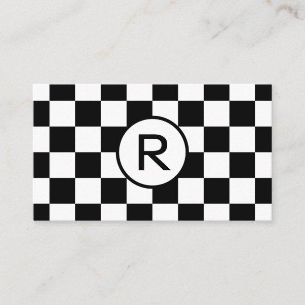 Black and White Checkered Pattern, Custom Monogram