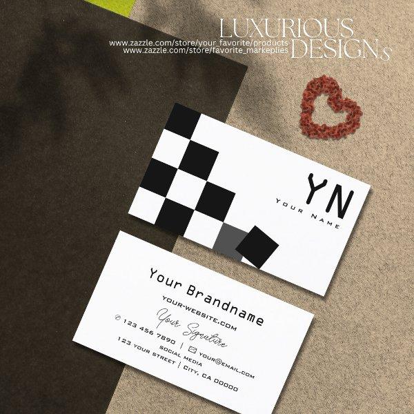 Black and White Chessboard with Monogram Modern