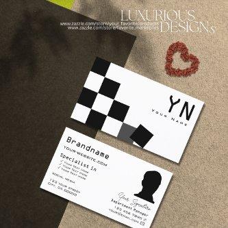 Black and White Chessboard with Monogram & Photo
