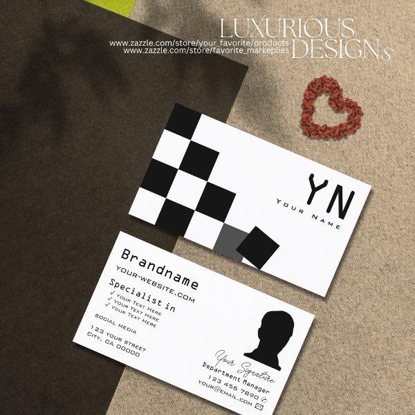 Black and White Chessboard with Monogram & Photo