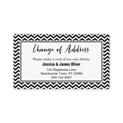 Black and White Chevron "Change of Address" Card