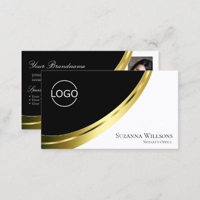 Black and White Chic Gold Decor with Logo & Photo