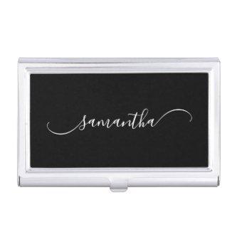 Black and White Classy Curved Swash Signature Name  Case