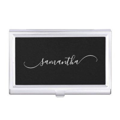 Black and White Classy Curved Swash Signature Name  Case