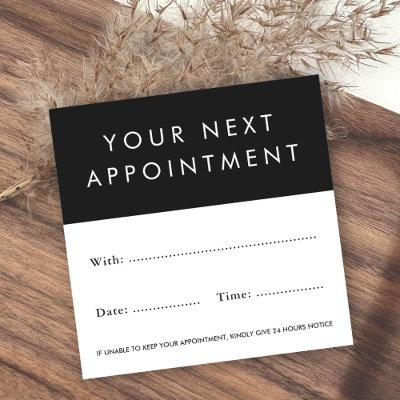 Black and white custom logo appointment cards