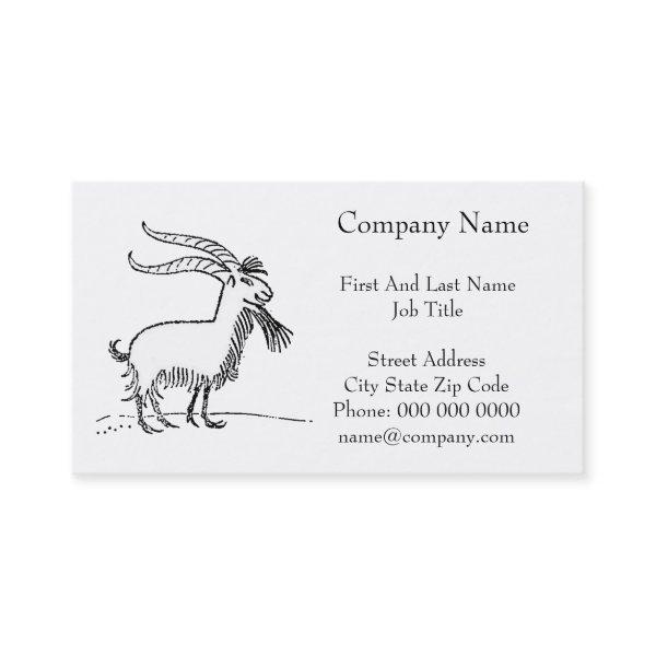 Black and White Cute Smiling Goat Cartoon