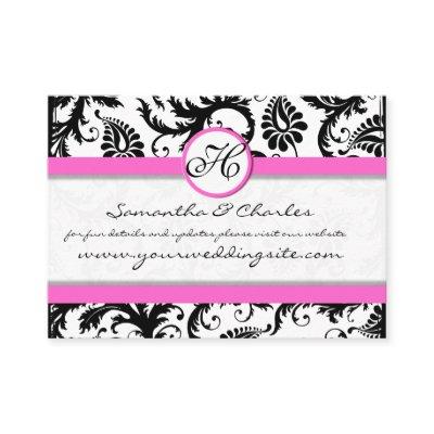 Black and White Damask Floral  with Pink Trim