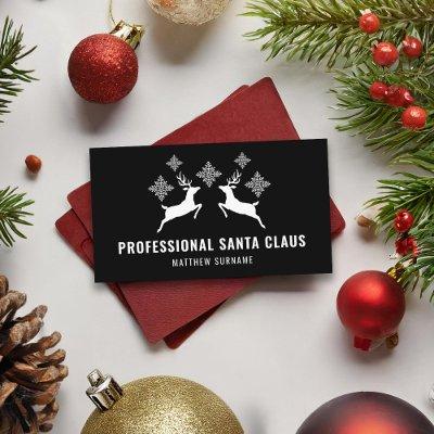 Black And White Deer And Snowflakes Santa Claus