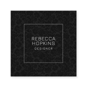Black and white floral damask background square