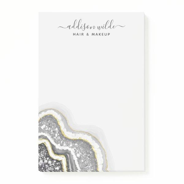 Black And White Glitter Agate Geode Luxe Business Post-it Notes
