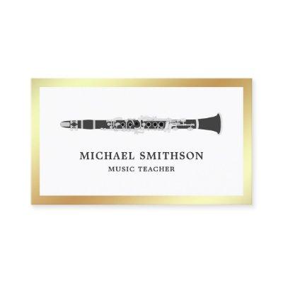 Black and White Gold Foil Clarinet Music Teacher