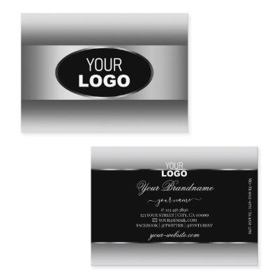 Black and White Gradient Logo Silver Oval Frame