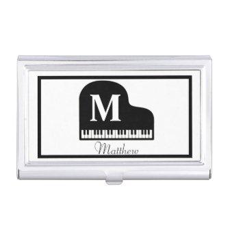 Black and White Grand Piano Monogram Pianist   Case