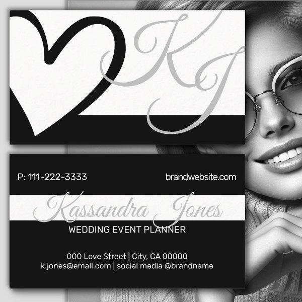 Black and White Heart Shape Calligraphy Monograms