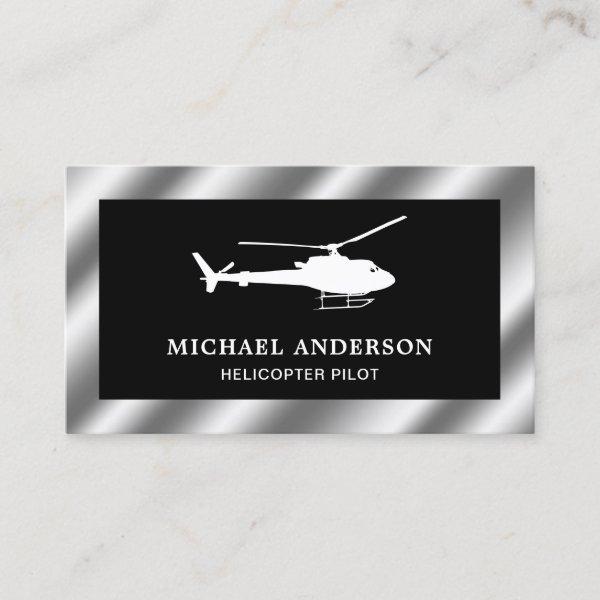Black and White Metallic Steel Helicopter Pilot
