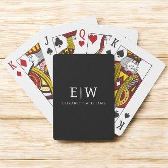 Black and White Minimalist Modern Monogram Poker Cards