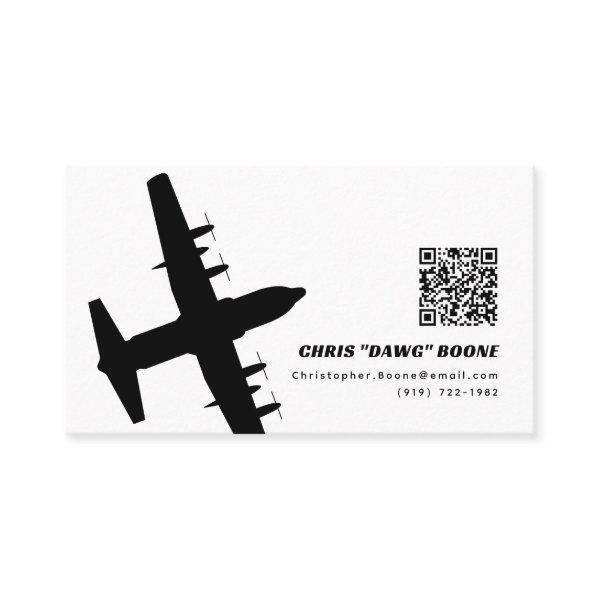 Black and White Modern C-130 Aircraft