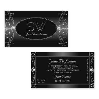 Black and White Ornate Sparkling Diamonds Monogram