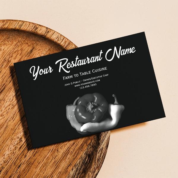 Black and White Peppers Farm to Table Restaurant Calling Card
