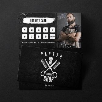 Black and White Photo Rusty Barbershop Men Shave Loyalty Card