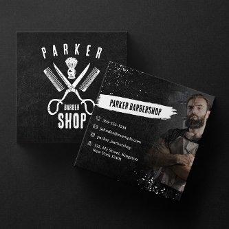 Black and White Photo Rusty Barbershop Men Shave Square