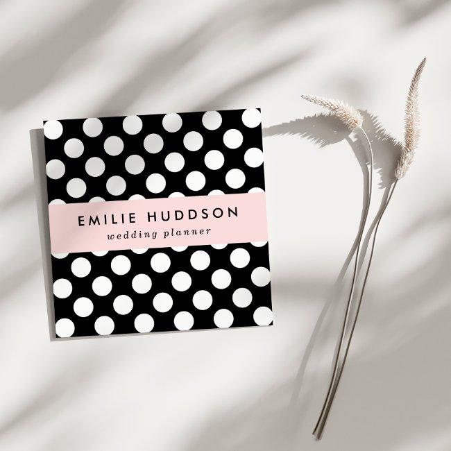 Black and White Polka Dots, Polka Dot Pattern Square