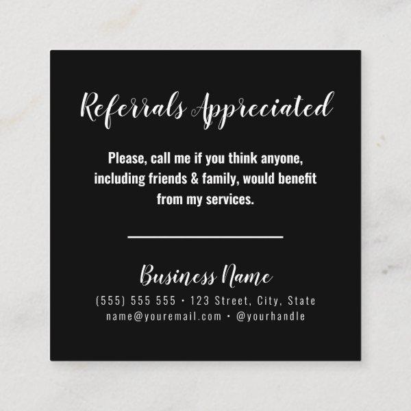 Black and White Professional Business Referral Card