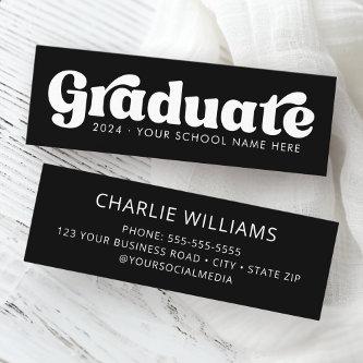 Black and white retro graduate student graduation mini