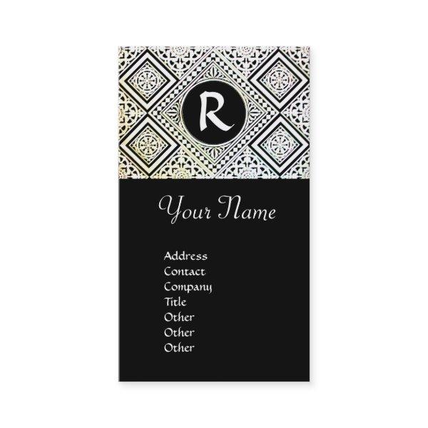 BLACK AND WHITE ROMAN EAGLE DAMASK MONOGRAM