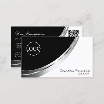 Black and White Silver Decor with Logo & QR-Code