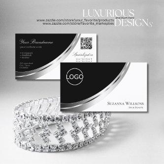 Black and White Silver Decor with Logo & QR-Code