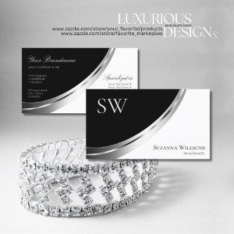 Black and White Silver Decor with Monogram Modern