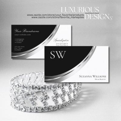 Black and White Silver Decor with Monogram Modern