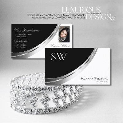 Black and White Silver Decor with Monogram & Photo