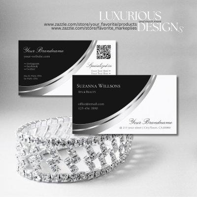Black and White Silver Decor with QR Code Modern