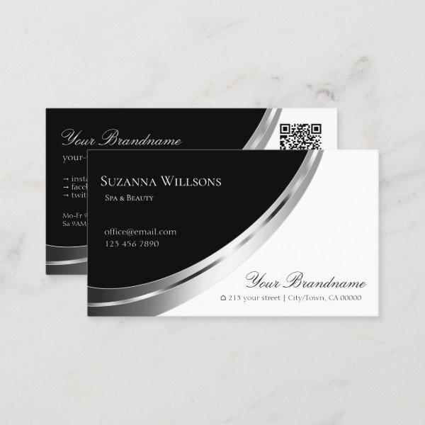 Black and White Silver Decor with QR Code Modern
