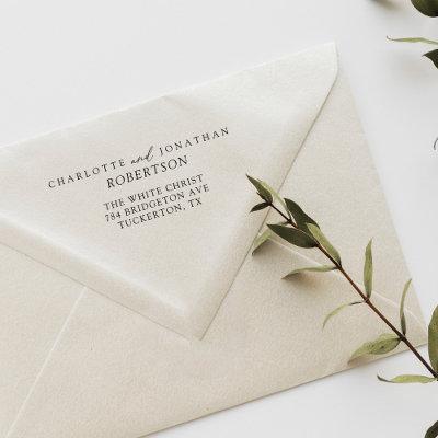 Black and White Simple Modern Address Rubber Stamp