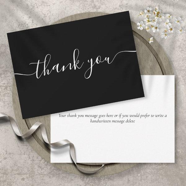 Black And White Simple Modern Elegant Script Thank You Card