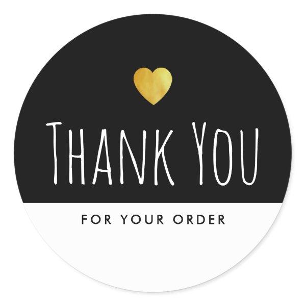 black and white thank you for your order classic round sticker