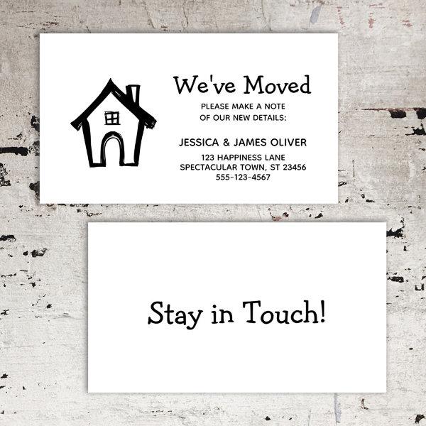 Black and White "We've Moved" Card w/ Little House